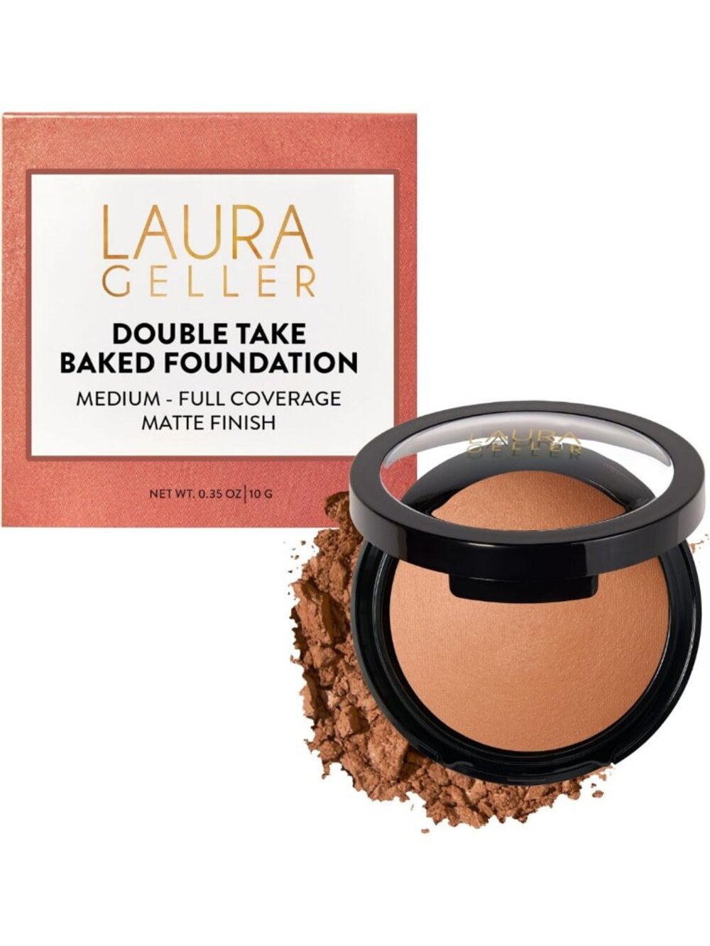 LAURA GELLER Baked Double Take Powder Foundation, Matte Finish – Deep